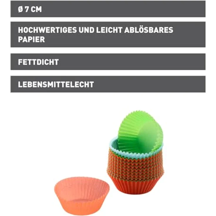 Kaiser Inspiration Muffin Förmchen Papier, 150 Stück, farbig, Ø 7 cm, fettdicht, ideal für süße und herzhafte Muffins – Bild 3