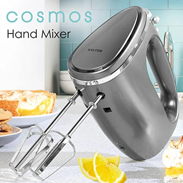 Salter EK4249COSVDEEU10 Elektrischer Handmixer/Schneebesen - mit Rührbesen und Knethaken, 5 Geschwindigkeitsstufen und Turbomodus, Lebensmittel mixen/rühren/schlagen, Cosmos-Kollektion, grau, 300 W – Bild 2