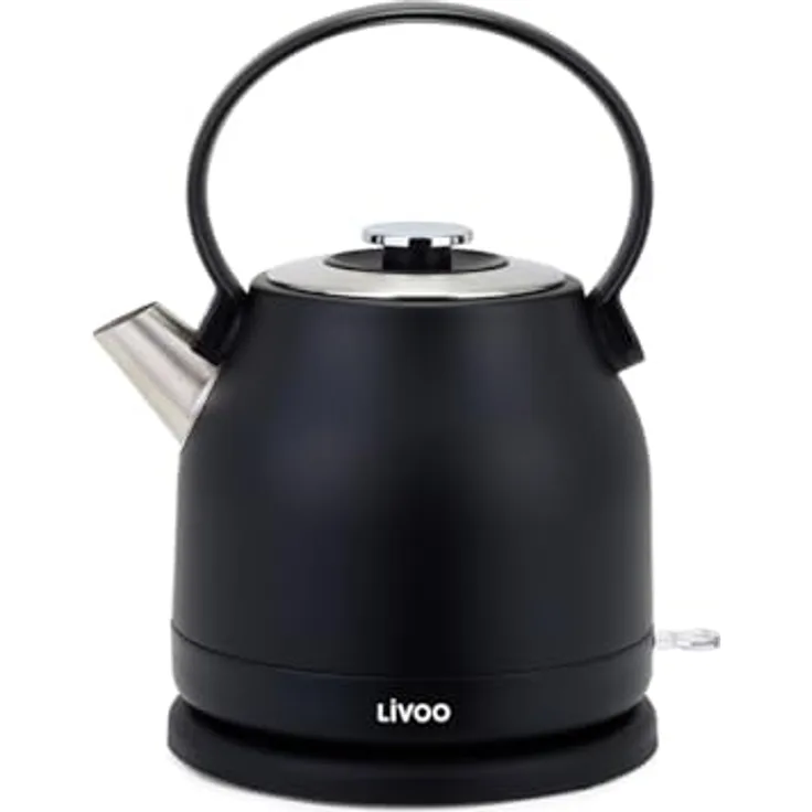 Livoo DOD202N, Wasserkocher 1,5 l 2200 W, schwarz, mit Überhitzungsschutz und 360° Dreh-Base