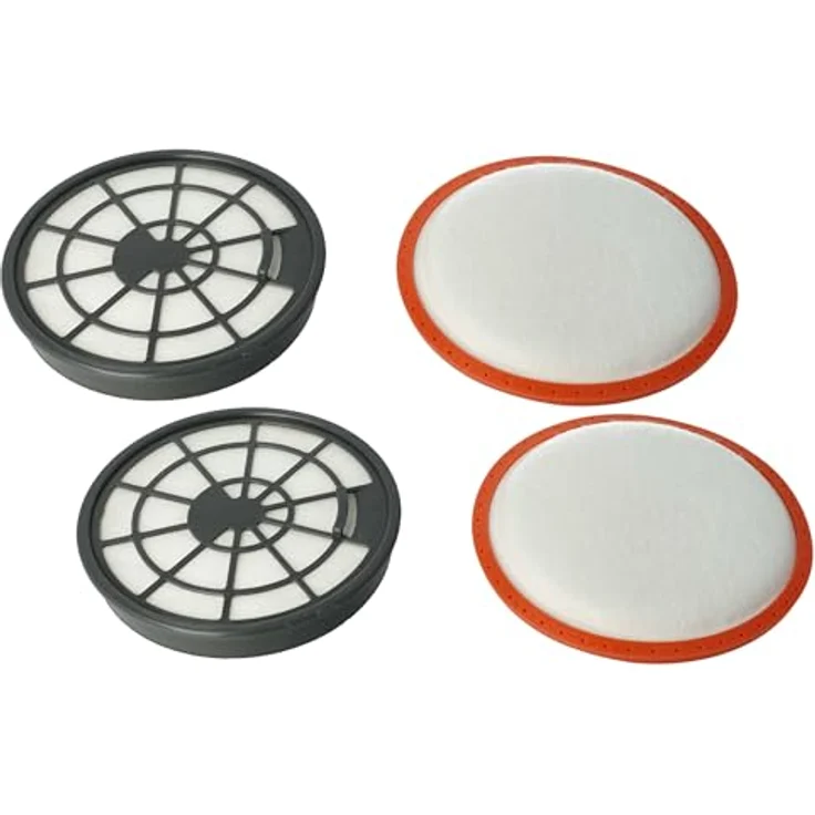 Vhbw Filter-Set kompatibel mit Dirt Devil DD2720, DD2720-1, DD2720-0, DD2720-2, DD2720-3, 4x Filter (2x Abluftfilter weiß/grau, 1x Motorschutzfilter weiß/orange) – Bild 1