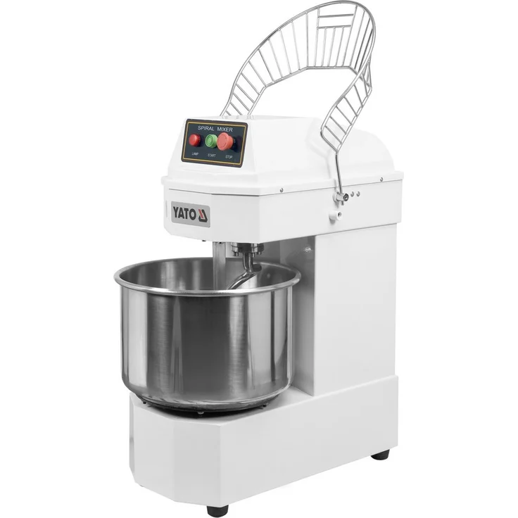 Yato YG-03063, Spiralkneter 1500 W mit 30 l Edelstahl-Schüssel für schwere Teige, weiß