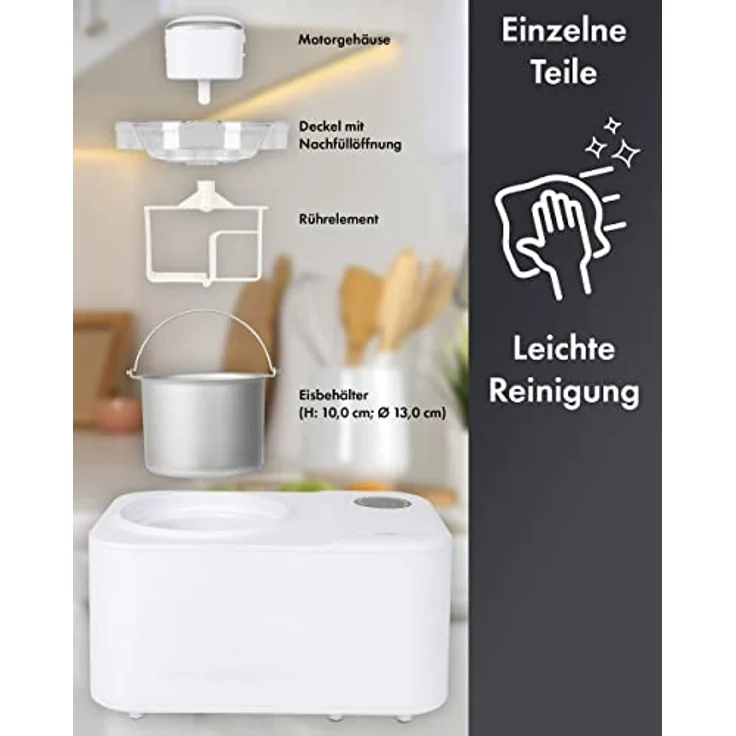 Clatronic® Eismaschine mit Kompressor inkl. Timer, Ice Cream Maker für Eis, Sorbet und Frozen Yoghurt bis zu 1,2 Liter, Speiseeismaschine, Automatikkühlung, 110 Watt - ICM 3784 – Bild 4