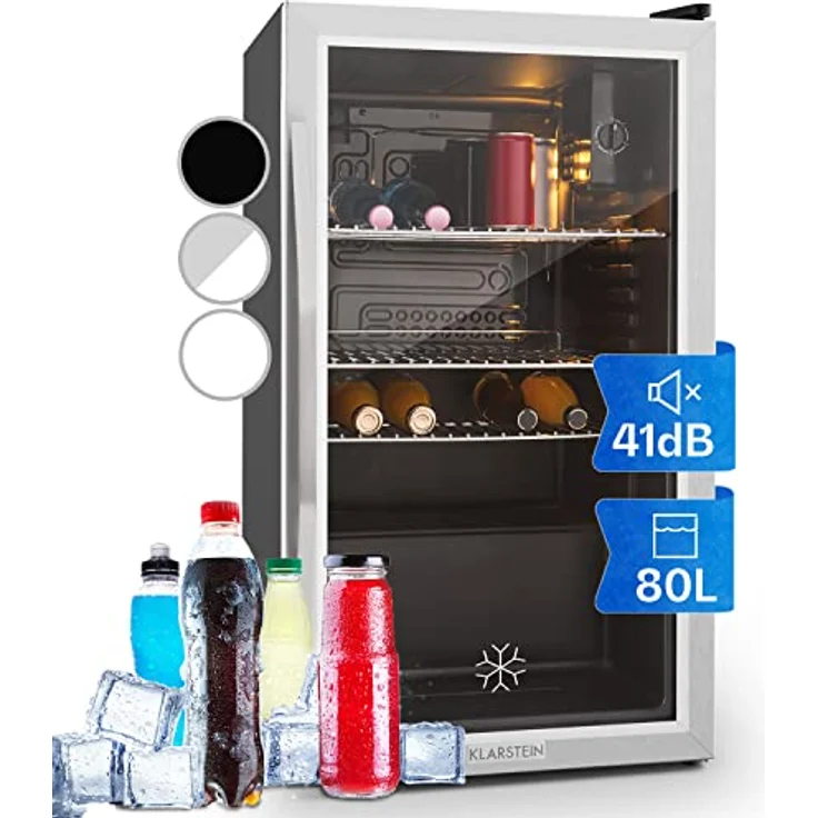 Klarstein Mini Kühlschrank mit Glastür, 80 Liter, leiser Getränkekühlschrank mit verstellbaren Ablagen für Indoor/Outdoor Nutzung – Bild 1