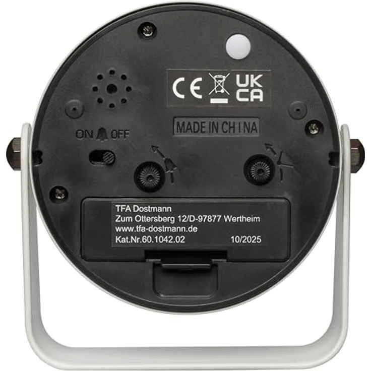 TFA Dostmann Analoger Designwecker 60.1042.02, Nachttisch-Wecker aus Metall mit Hintergrundlicht, weiß, lautlosem Sweep-Laufwerk – Bild 4
