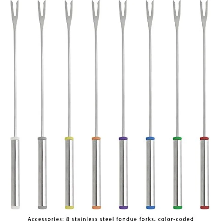 Clatronic FD 3783 elektrischer Fonduetopf, Topf mit abnehmbaren Spritzschutz, Fondue-Set für 8 Personen mit Edelstahl Fondue-Gabeln, farblich markiert, Füllmenge max. 1,2 Liter/1400 Watt, edelstahl – Bild 3