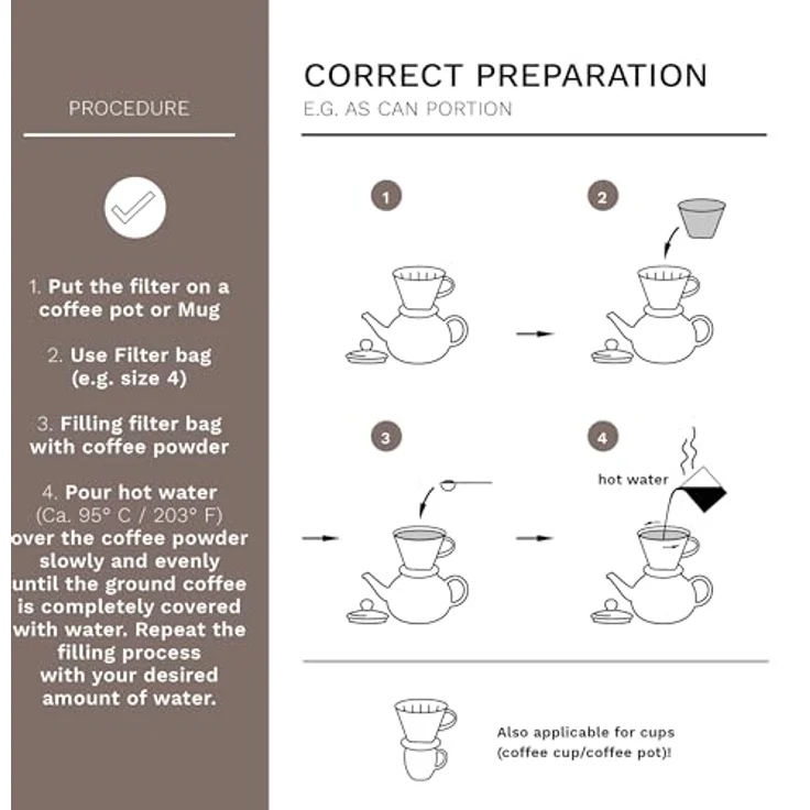 Creano Grauer Porzellan Kaffeefilter Größe 4, Handfilter für manuelle Kaffeezubereitung, spülmaschinengeeignet – Bild 3
