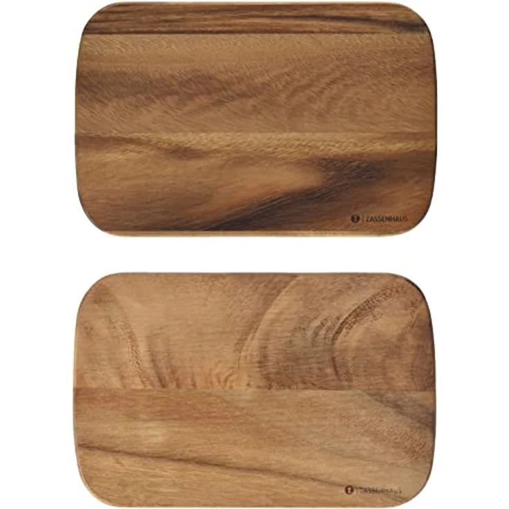 Zassenhaus Frühstücksbrettchen Holz | 2er Set | aus Akazie | Brotzeitbrett | pflegeleicht | robust | 26 x 17 cm – Bild 3