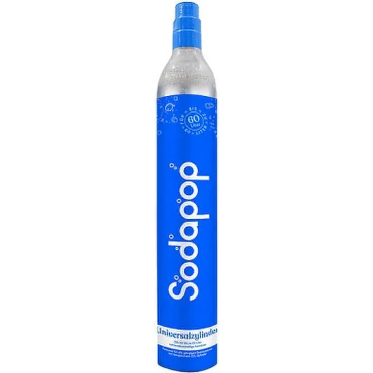 Sodapop CO2 Wasserzylinder 60L in Verkaufsverpackung, hohe Qualität durch original Linde Gas, passend für alle gängigen Wassersprudler Systeme