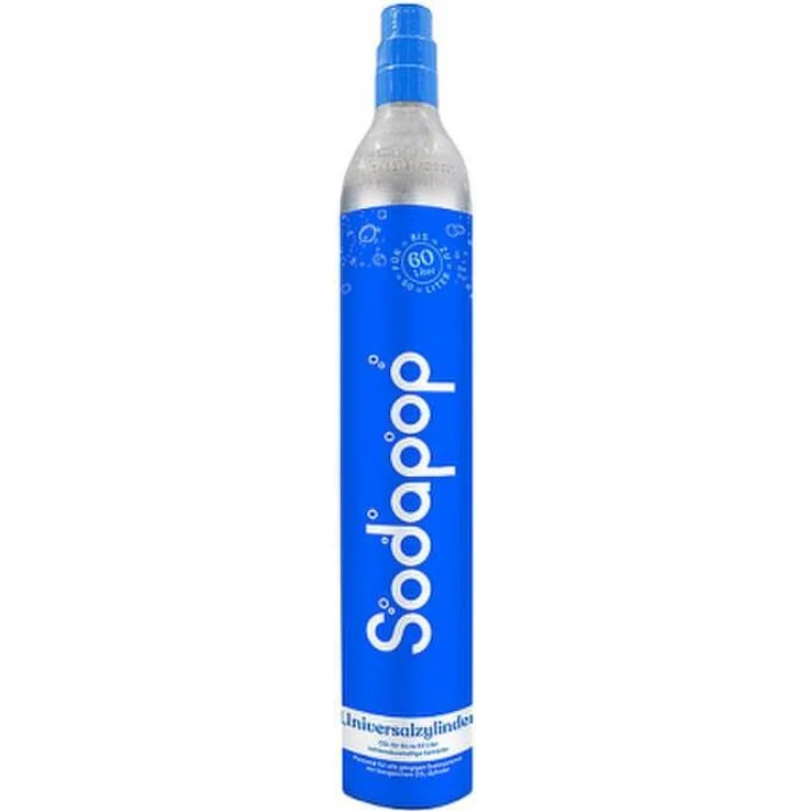 Sodapop CO2 Wasserzylinder 60L in Verkaufsverpackung, hohe Qualität durch original Linde Gas, passend für alle gängigen Wassersprudler Systeme