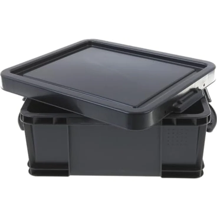 Really Useful Box 18BK Useful Box 18,0l schwarz, Kunststoffbox mit Deckel und Griffe, 100% recyceltes Material, für Büromaterial, CDs, DVDs und mehr geeignet – Bild 2