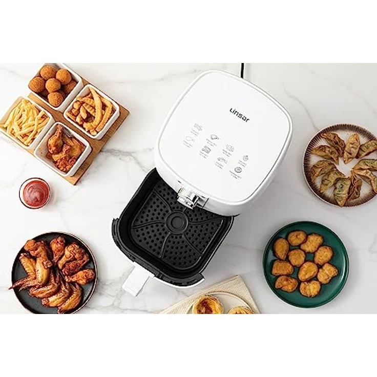 Linsar Heißluftfritteuse 4L, 1400 W, manuelle Bedienung über 2 Drehregler, fettfreies Frittieren und Backen – Bild 5