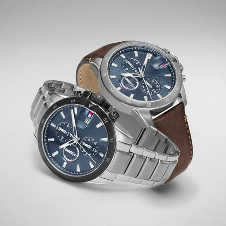 Tommy Hilfiger 1792198, Herrenarmbanduhr mit Dual-Time-Funktion, silbernes Edelstahlarmband und dunklem Zifferblatt – Bild 5