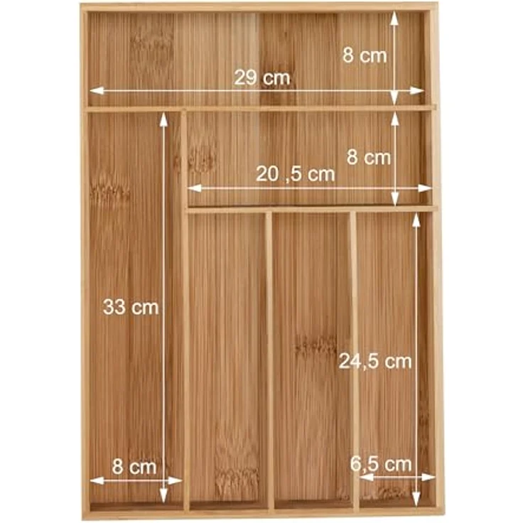 relaxdays Besteckkasten Besteckkasten Bambus 6 Fächer, natürliche Optik, vielseitiger Einsatz - Preisvergleich – Bild 5