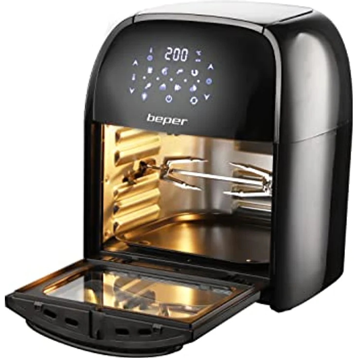 BEPER P101FRI012 Digitale Heißluft Fritteuse, Girarrosto, Ofen, Toaster, Trockner,12L, 1800W, Touch-Panel, 8 Programme, Zubehör, Verstellbar, Schwarz – Bild 5