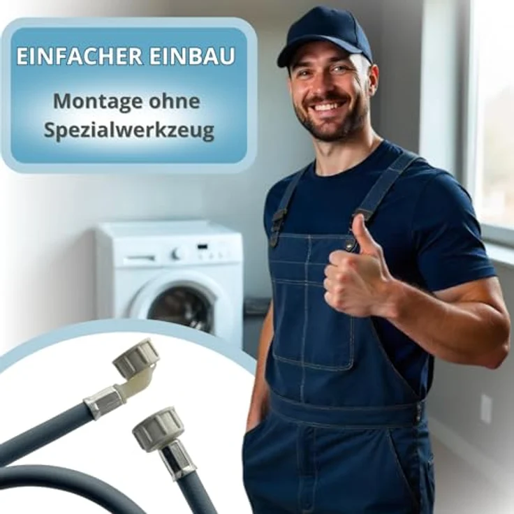 boni-shop Zulaufschlauch Waschmaschine, Winkel 4m, 3/4 Zoll, druck- und temperaturbeständig, ideal für beengte Räume – Bild 8
