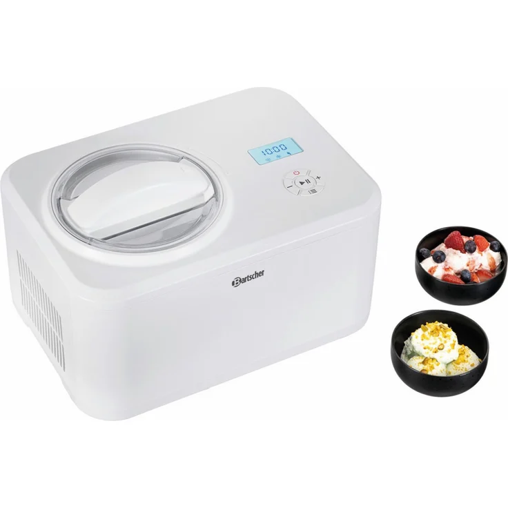 Bartscher Eismaschine 1500, 135028, Eismaschine mit 1,5 Liter Inhalt und Keep Cool-Funktion, Weiß