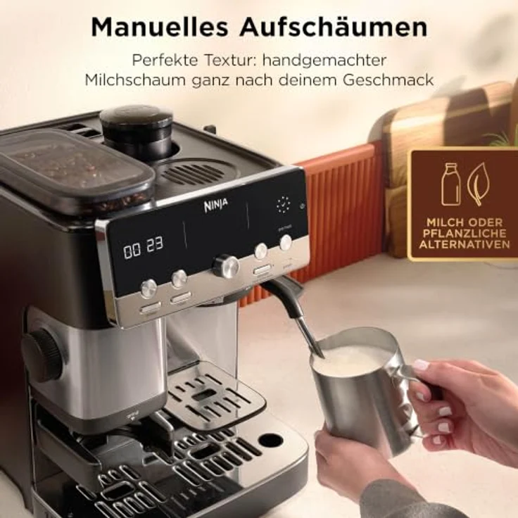 Ninja Luxe Café Mini ES301EU, 2-in-1-Espresso- und Filterkaffeemaschine mit integriertem Mahlwerk, manuellem Milchaufschäumer und Barista Assist Technologie – Bild 4