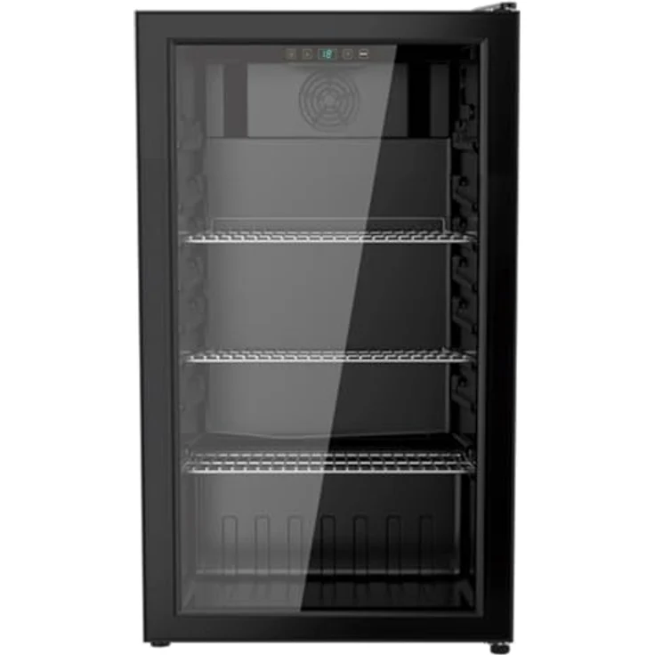 YUNA Cool-View GKS90B Glastürkühlschrank, 89 L, digitale Temperaturanzeige, Umluftkühlung, Touch-Control, schwarz – Bild 1