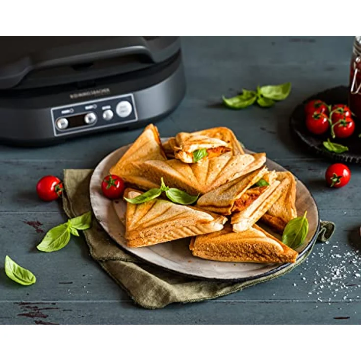 ROMMELSBACHER Sandwich Maker ST 1800-4 XL-Sandwiches, Antihaftbeschichtung, 15 Minuten Zeitschaltuhr, automatische Abschaltung, Cool Touch Gehäuse, 1800 Watt, schiefergrau – Bild 3