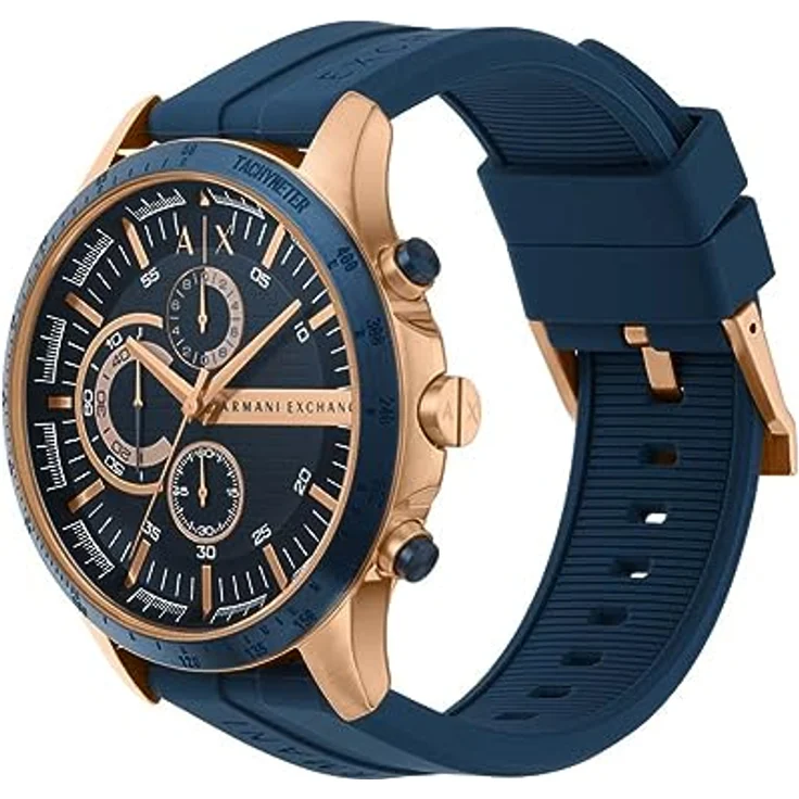 Armani Exchange Herren Quarz-Chronograph Uhr mit blauem Silikonband AX2440, wasserdicht bis 50 m – Bild 4
