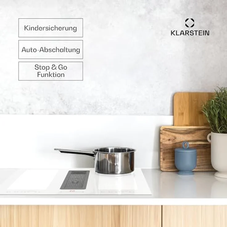 Klarstein Full House 77 DownAir System, Induktionskochfeld mit integriertem Dunstabzug, 391m³/h Luftstrom, Touch Control, Energieklasse A+ – Bild 7