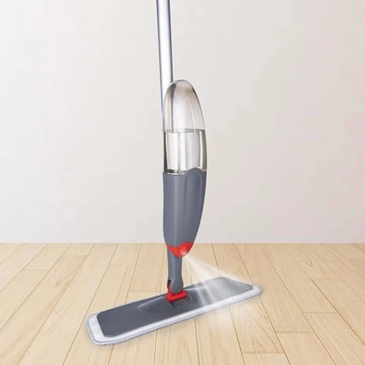 Dirt Devil Sprühwischer, 360° drehbarer Wischmop mit Mopptuch und Nachfüllflasche 640ML, für Nass- und Trockengebrauch, Kunststoff, grau – Bild 2