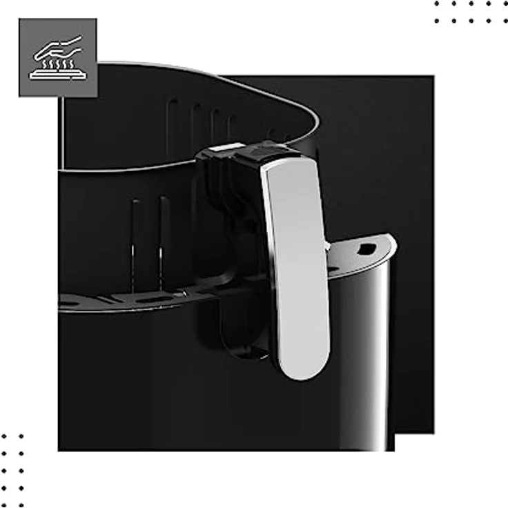 VERTENZ Taste 70 | Kompakte Heißluftfritteuse Airfryer XXL 7.7 Liter Fassungsvermögen | 8 Automatische Menüs | 1800 W | LED-Touchscreen | Antihaft-Frittierkorb | Fettfrei Ohne Öl | 200°C | Schwarz – Bild 4