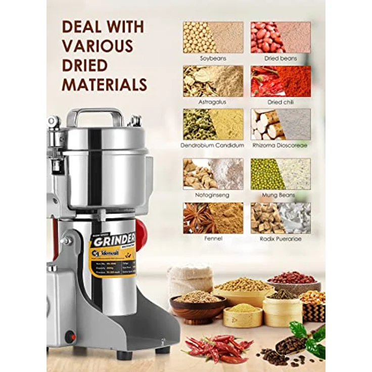 CGOLDENWALL 300-2500g Verbesserte Getreidemühle mit Open-Cover-Stop Unique Sicherheit Design Elektrische Mühle für Trockenes Material wie Kräuter/Getreide/Gewürze/Pfeffer – Bild 5