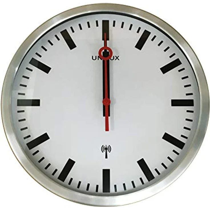 Unilux Wanduhr Station Bahnhofsuhr mit Funksteuerung und leisem Uhrwerk – Bild 2