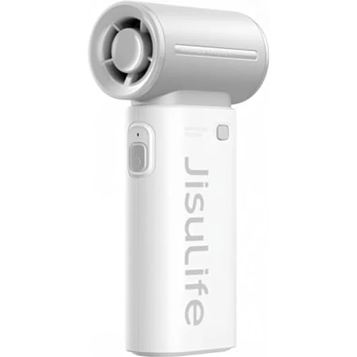 JISULIFE Tragbarer Handventilator Life9, Turbo-Power mit 12 Stunden Akkulaufzeit, 5-Gang-Wind, 3600 mAh, Mini-Taschendesign, grau – Bild 4