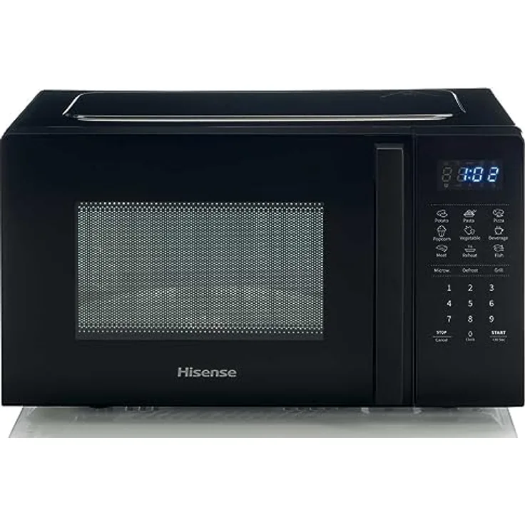 Hisense H20MOB4HG Mikrowelle mit elektronischer Steuerung, Fassungsvermögen 20 l, Leistung 700 WattGrill Leistung 900 Watt, LED-Display Touch-Bedienelemente, Grillfunktion, Farbe Silver