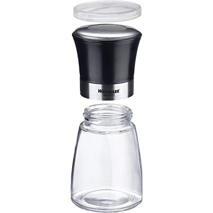 Westmark Puderzuckerstreuer, Mit Aromadeckel, Fassungsvermögen: 190 ml, Glas/Rostfreier Edelstahl/Kunststoff, Blacky, Transparent/Schwarz/Silber, 69512260 – Bild 3
