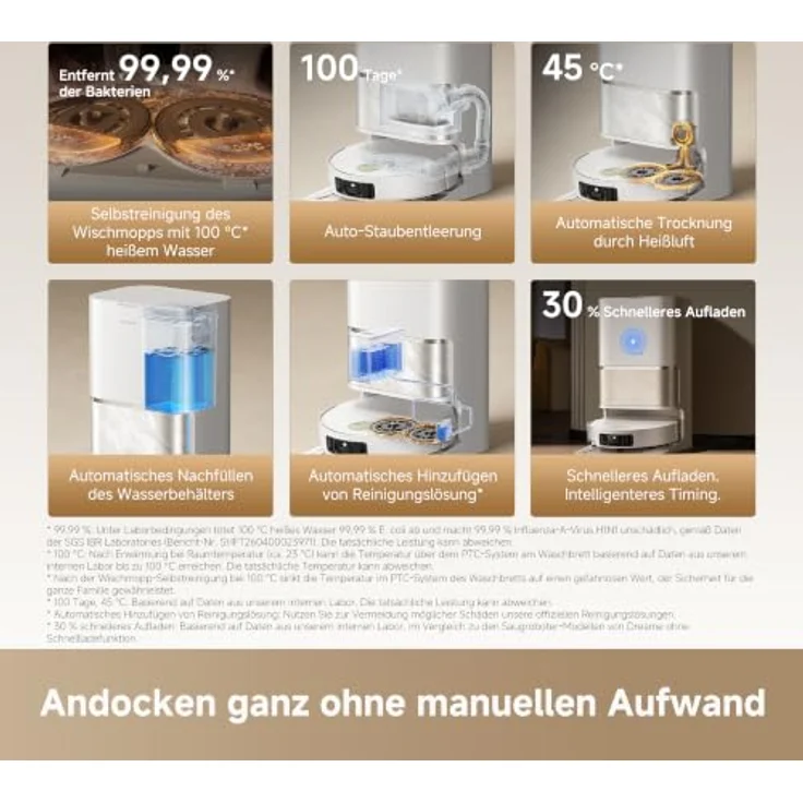 Dreame L60 ULTRA, Beutelloser Saugroboter mit Wischfunktion, Weiß, 35.000 Pa, 0,275 l Staubbehälter, 4,5 l Frischwassertank – Bild 10