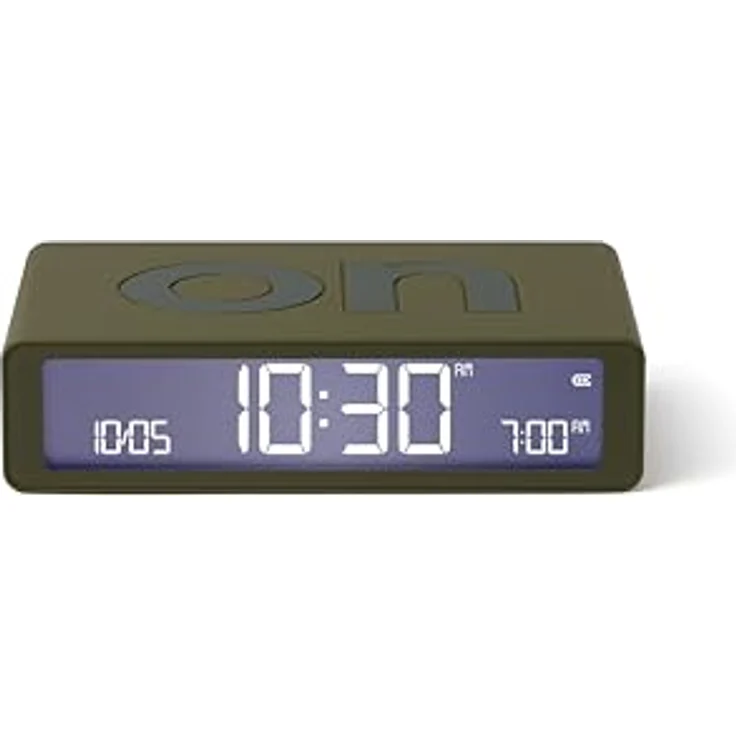 Lexon Flip Classic, Digitaler Wecker mit umkehrbaren EIN/Aus-Seiten, wiederaufladbar, LCD-Display, Berührungssensor für Schlummerfunktion – Khaki – Bild 1