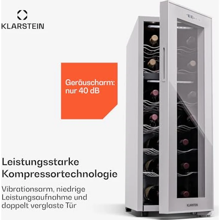 Klarstein Shirley 15 Uno Weinkühlschrank, 15 Flaschen, 5 - 20 °C, Touch-Display, Retro-Design – Bild 2