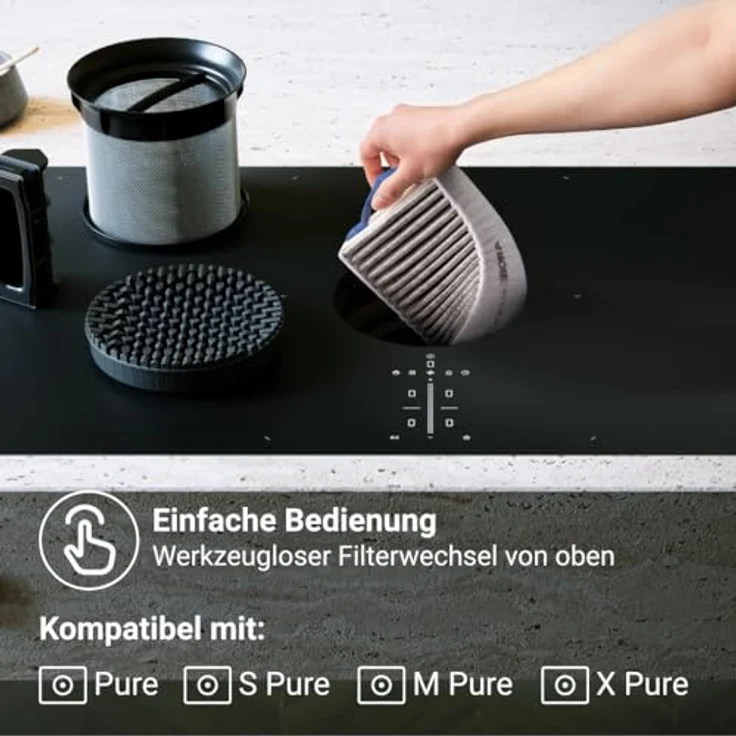 BORA GFESP Original Aktivkohlefilter-Geruchsfilter Plus, für BORA Pure & Easy Kochfeldabzug, werkzeugloser Filtertausch, 150h Standzeit, maximale Geruchsreduzierung – Bild 5