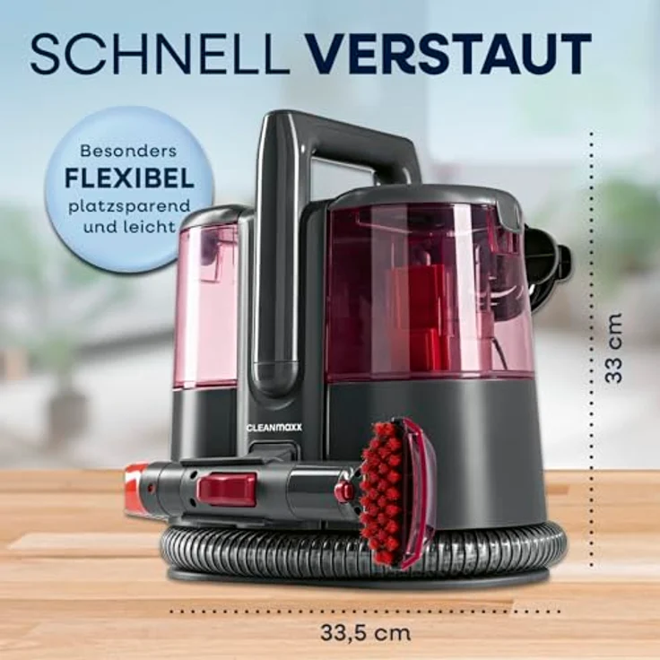 CLEANmaxx Teppichreiniger Pro Power, Nass- und Trockensauger mit 600 W, Dual-Tank, inkl. 1 Liter EASYmaxx Teppichreiniger-Konzentrat, selbstreinigend – Bild 8