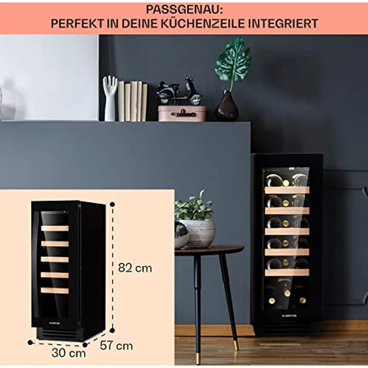Klarstein Vinovilla 20 Weinkühlschrank, freistehend, schwarz, 20 Flaschen, Glastür, Energieklasse F – Bild 7