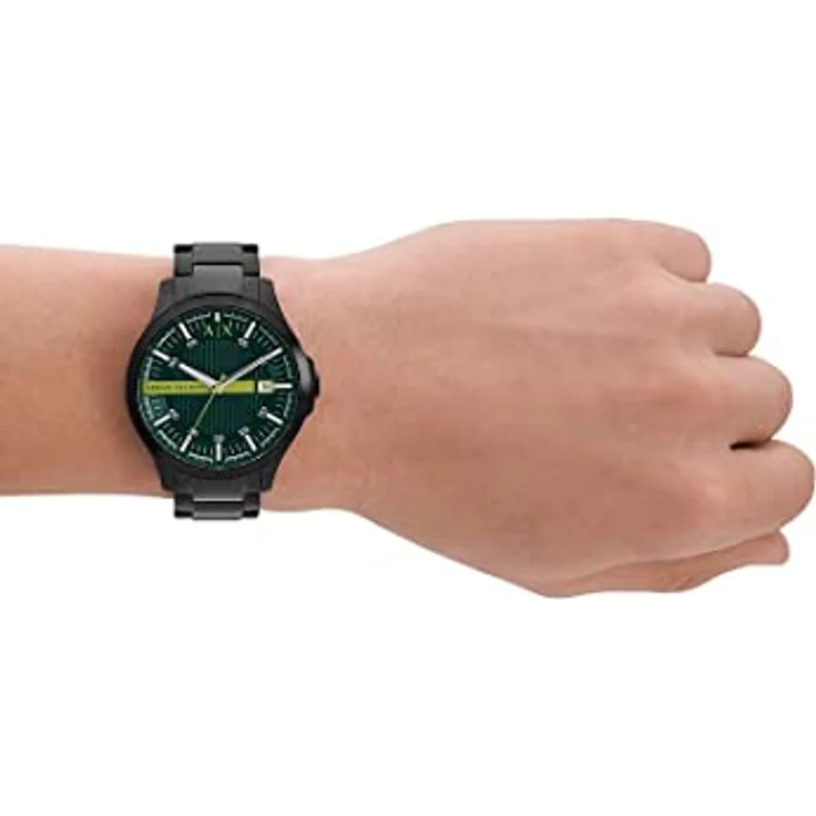 Armani Exchange Herrenuhr 3-Zeiger-Werk Datum Edelstahl schwarz, AX2450 – Bild 5