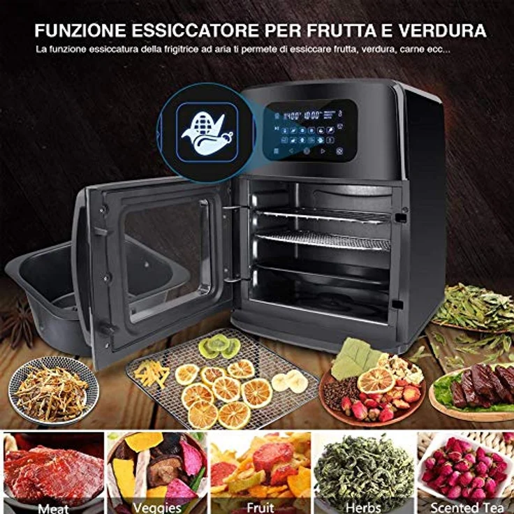 Bakaji 2832412 Heißluft-Fritteuse Airfryer, LED-Display, 12 Programme, Temperatureinstellung, Leistung 1800 W, 12 l – Bild 10
