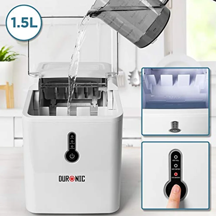 Duronic ICM120 Automatische Eiswürfelmaschine | 9 Eiswürfel in 7-9 min | 1,5 L Wassertank | Bis zu 12 kg pro 24 Stunden | 600 g Kapazität | Eismaschine 120W | Eiswürfelbereiter – Bild 3