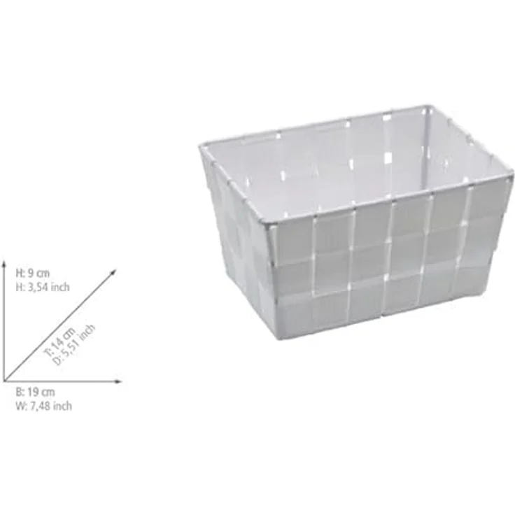 WENKO Aufbewahrungskorb Adria Mini Weiß - Badkorb, rechteckig, Kunststoff-Geflecht, Polypropylen, 19 x 9 x 14 cm, Weiß – Bild 3