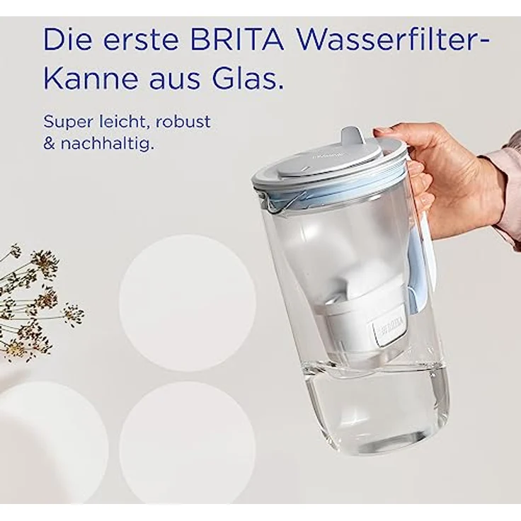 BRITA Glas Wasserfilter-Kanne hellblau (2,5l) inkl. 3x MAXTRA PRO All-in-1 Kartusche – Premium Design Kanne aus Glas, robust & leicht / reduziert Kalk, Chlor, Metalle wie Blei & Kupfer – Bild 2