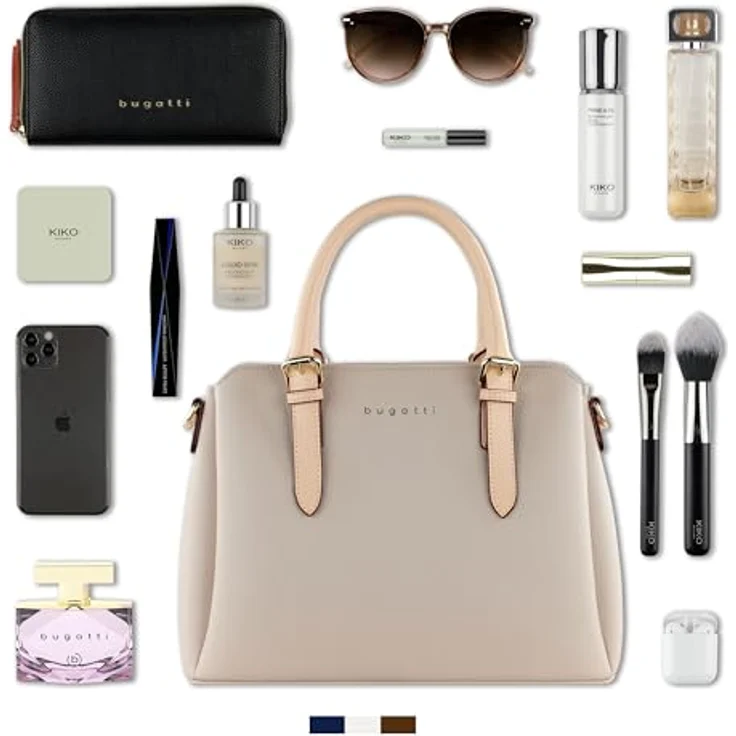 Bugatti Ella, Handtasche in Beige mit geräumigem Hauptfach, Smartphonefach und verstellbarem Schultergurt – Bild 6