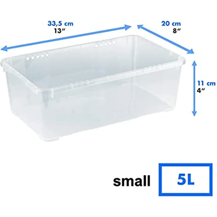 Grizzly Klarsichtboxen 5 x 5 L mit Deckel, stapelbar und belüftet, transparent, für vielseitige Aufbewahrung – Bild 5