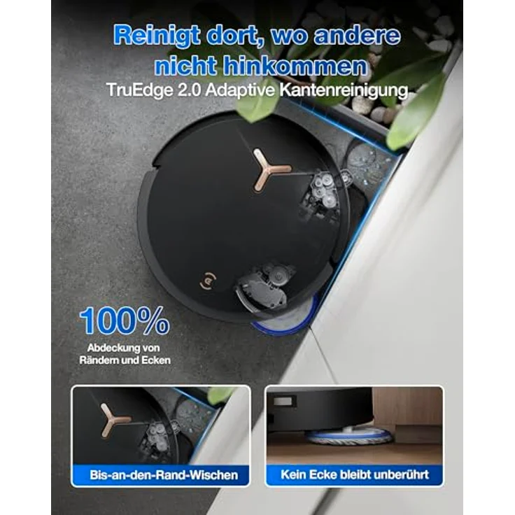 ECOVACS DEEBOT T50 MAX PRO Omni Saugroboter mit Wischfunktion, 18.500Pa, ZeroTangle 2.0, Tiefenreinigung für Teppiche, Ausfahrbare Seitenbürste & Wischmodul, Heißwasser-Reinigung 40-75℃, Schwarz – Bild 4
