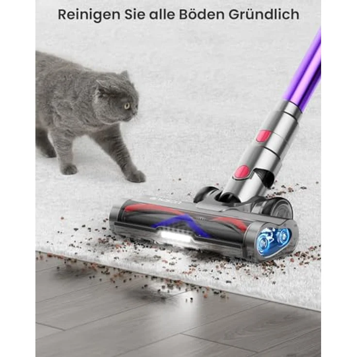 Anyson Stars 5, 45000Pa/550W/70Min Staubsauger Kabellos, 1.6L Akku Staubsauger Super Leise, Selbstladender mit LED Display/Anti-Tangle-Bürste, Stabstaubsauger (Weiß) – Bild 4