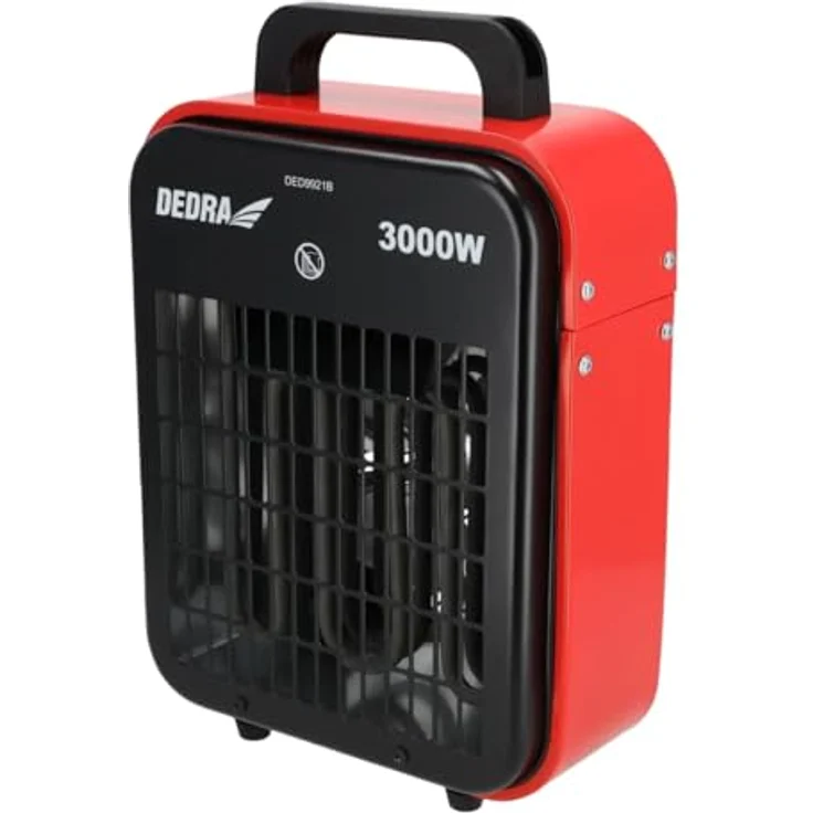 Dedra DED9921B Elektrischer Heizlüfter 3kW, Thermostat, Überhitzungsschutz, drei Betriebsarten, stufenlose Temperaturregelung, Metallgehäuse, rot, für Räume bis ~ 40m2 – Bild 3