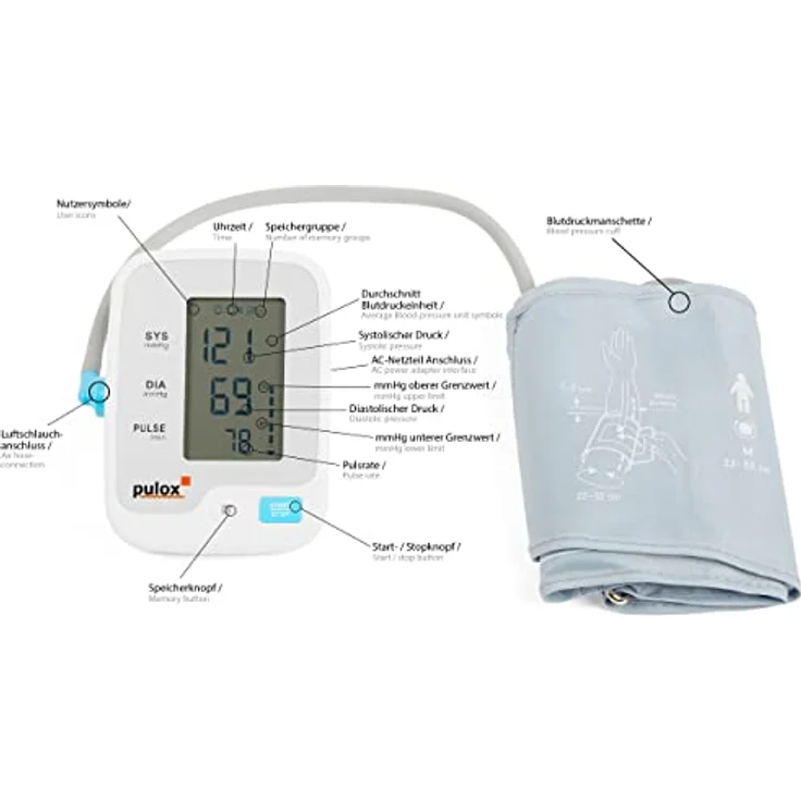 Pulox BMO-120 Oberarm Blutdruckmessgerät Vollautomatische Blutdruck- und Pulsmessung am Oberarm Blutdruckkontrolle – Bild 2