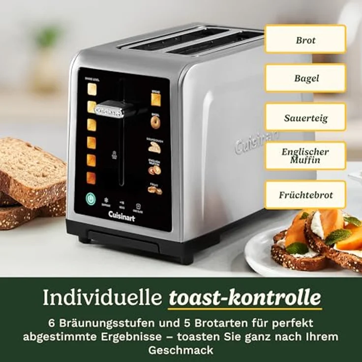 Cuisinart SimpliTouch 2-Slice Touchscreen Toaster, Edelstahl mit Farb-Touchscreen, XL-Schlitze, 6 Bräunungsstufen, intelligente Voreinstellungen – Bild 4